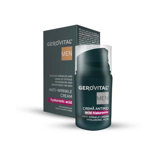 Gerovital Men Crème Visage Homme à l’Acide Hyaluronique 30 ml – Soin Hydratant Anti-Rides – Absorption Rapide – Texture Légèr