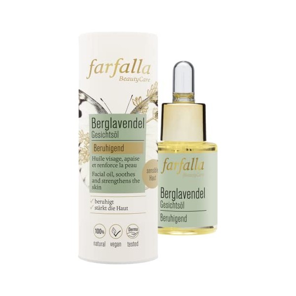 farfalla Huile pour le visage - Apaisant - Cosmétique naturel certifié 100% - 15 ml