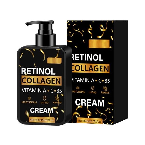 Crème hydratante au collagène au rétinol pour homme avec vitamine A, C, B5, crème de nuit naturelle, soin du visage pour homm