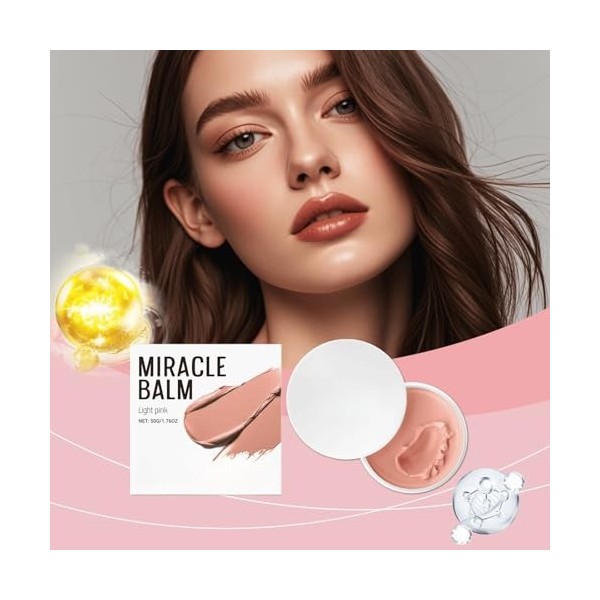 Baume hydratant rose clair pour le visage, les lèvres et les joues - feuchtigkeitsspendender brillance, portable Mehrzweck-Ma...