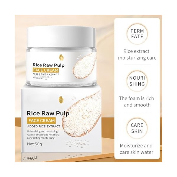 Hinapan Crème de Soin Riz, Apaise les Rougeurs et Calme les Irritations, Améliore la Fermeté et lÉlasticité de la Peau, Soin