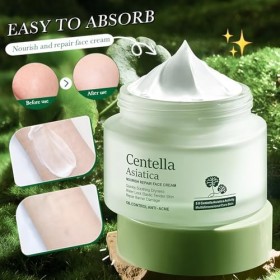 Hinapan Crème Visage Centella Asiatica, Contrôle Séborégulateur et Pores Resserrés, Apaise les Peaux à Problèmes & Réduit les