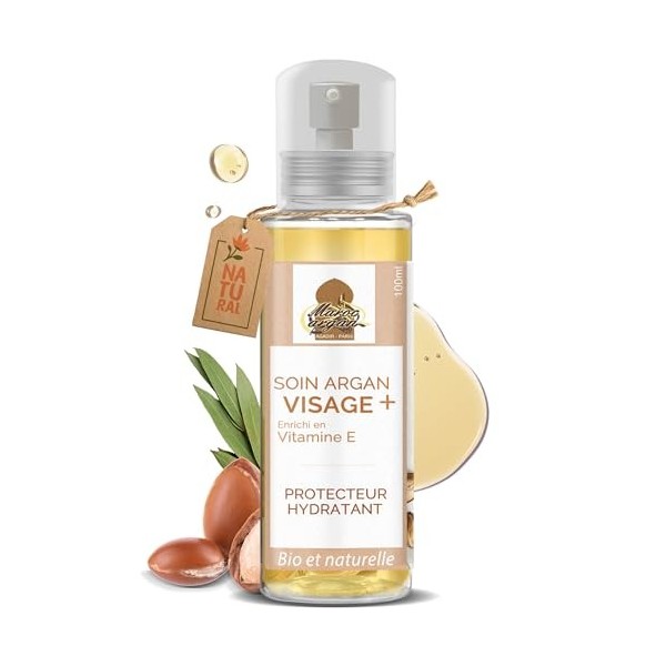 Soin Argan Visage + | Huile d’Argan, Jojoba & Vitamine E | Hydratation, Éclat Naturel & Protection Anti-Âge – Soin Nourrissan