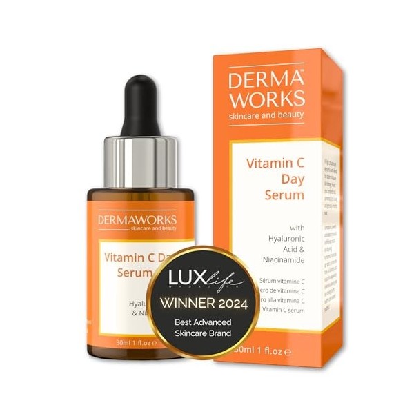 SERUM VISAGE VITAMINE C 20% avec Acide Hyaluronique & Niacinamide – Dark Spot Correcting Glow Serum Hydratant – Anti Ride, An