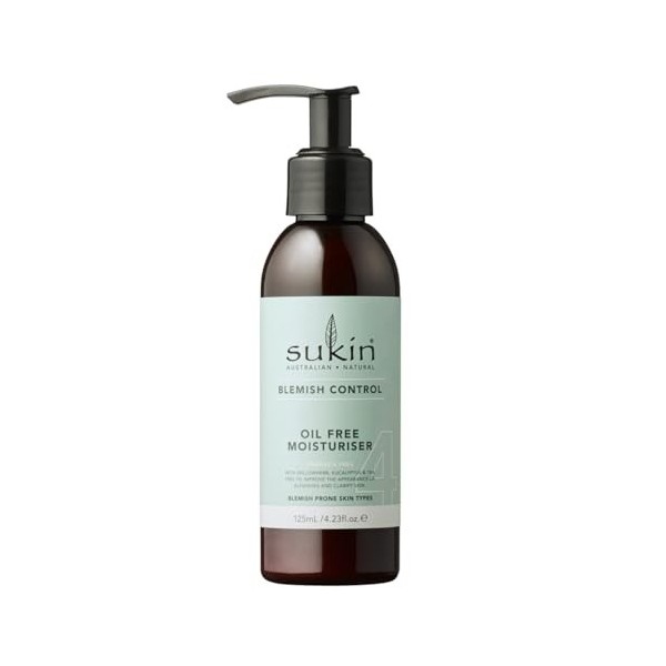 Sukin Crème hydratante sans huile Blemish Control 125 ml – avec eucalyptus et arbre à thé . sans cruauté envers les animaux e
