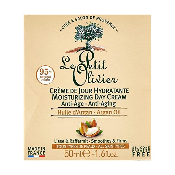 LE PETIT OLIVIER - Crème de Jour Hydratante Anti-Âge - Huile dArgan, Vitamine C & Acide Hyaluronique - Lisse & Illumine- Tou ...
