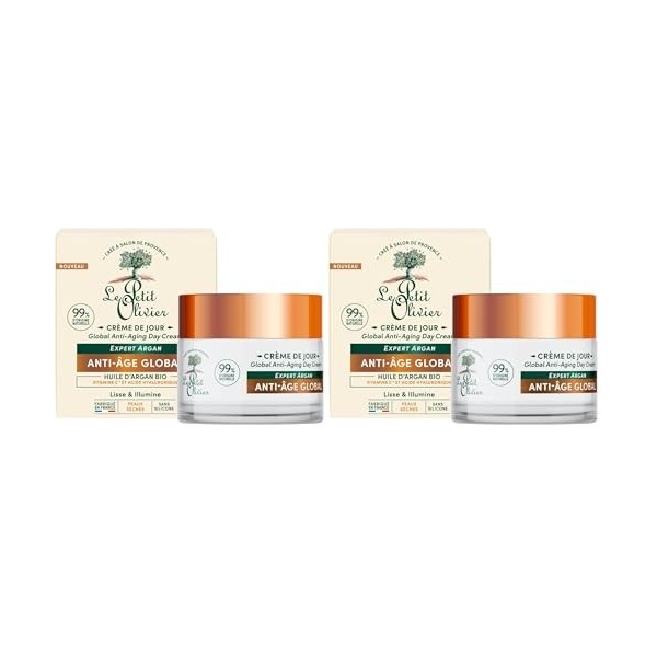 LE PETIT OLIVIER - Crème de Jour Hydratante Anti-Âge - Huile dArgan, Vitamine C & Acide Hyaluronique - Lisse & Illumine- Tou ...