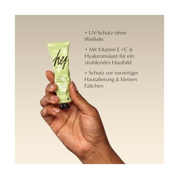 Crème pour le visage SPF30 Cactus 30 ml - Soin de jour pour tous les types de peau - Filtre UV - Avec vitamine C et acide h