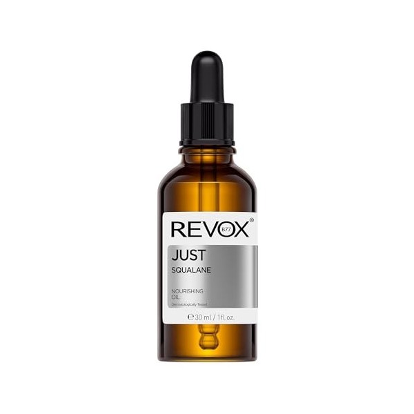 REVOX B77 - Just Squalane, 30 ml, Huile Nourrissante Visage Et Cou, Pour Peaux Sèches Et Ternes, Hydrate En Profondeur, Améli...