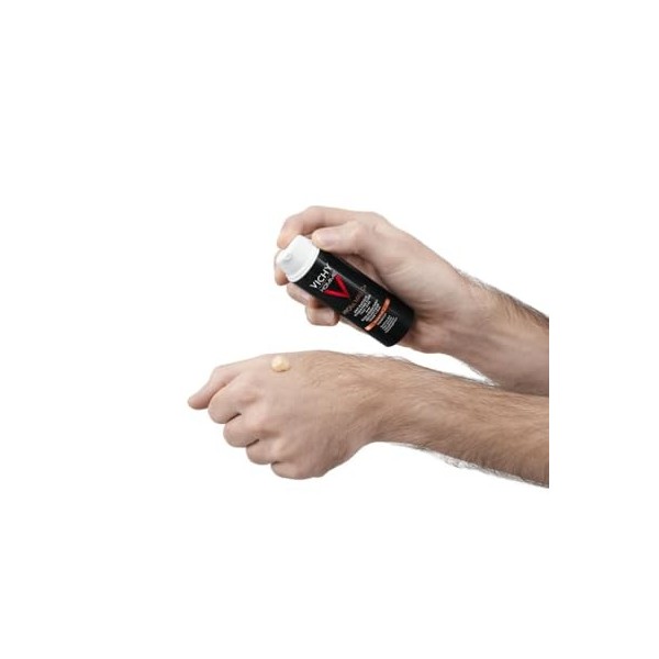 Vichy Hommes, Hydra Mag C+, Soin Anti-Fatigue Visage & Yeux, Hydratant, Pour Peaux Sensibles, 50 ml Crème Jour et Nuit