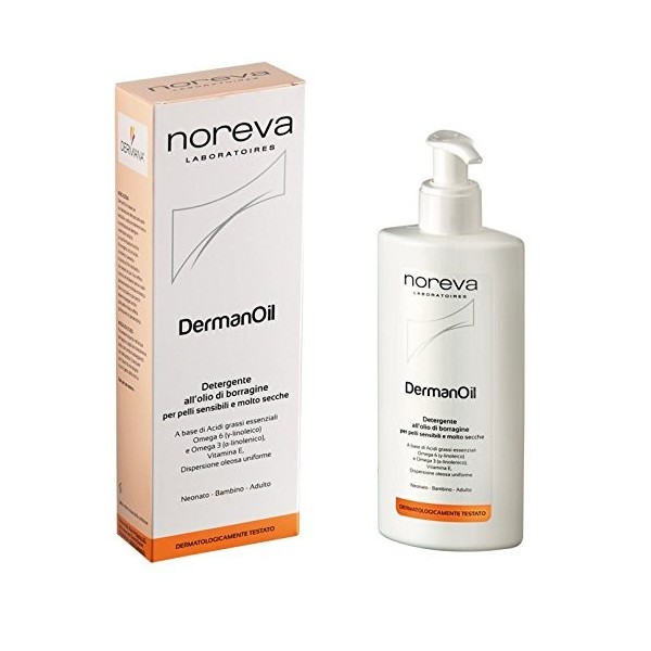 Noreva - Derman Oil - Huile Nettoyante et Hydratante pour Peaux Sensibles et Très Sèches - A Base d’Huile de Bourrache - Adul...