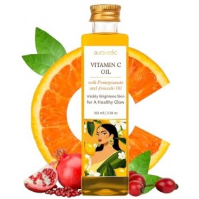 Auravedic Huile de vitamine C avec rose musquée et hydratant pour le visage Avacodo 100 ml