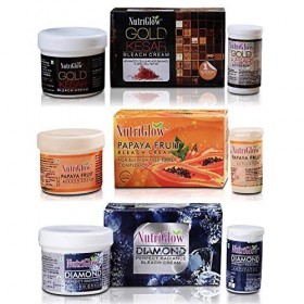 Nutriglow Gold Kesar Bleach Cream, Papaya Fruit Bleach Cream, Diamond Perfect Radiance Bleach Cream for Lightening Facial Hai