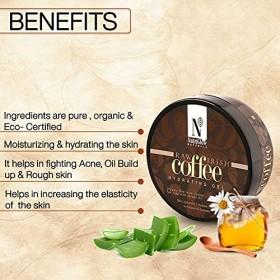 NUTRIGLOW Naturals Coffee Hydrating Gel, Organic Raw Irish Coffee, Tea Tree & Jojoba Oil, Skin Lighting, Hydrating & Glowing