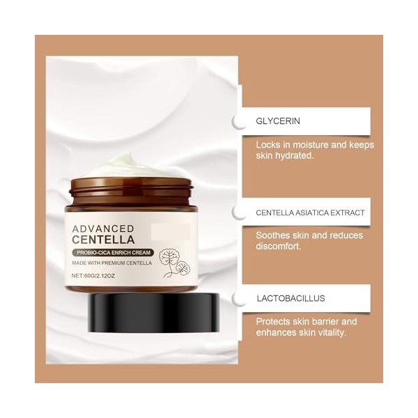 Crème Apaisante Centella Asiatica - Soulage Linconfort Cutané, Hydrate en Profondeur et Maintient le Confort 5pcs Crème Jour...