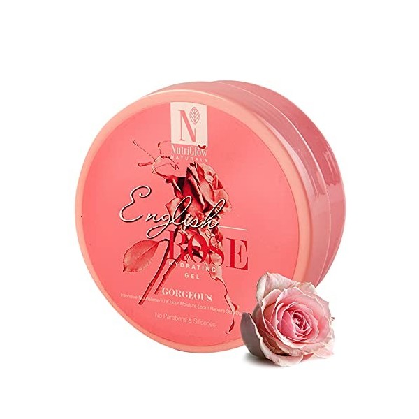 Nutriglow Naturals English Rose Hydrating Gel for Deep Nourishment, 8 Hour Moisture Lock, Repair Skin Damages, Lightening & 