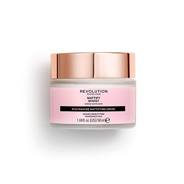 Revolution Skincare London, Mattify Boost, Niacinamide Mattifying, Crème pour Le Visage, 50ml Crème Jour et Nuit