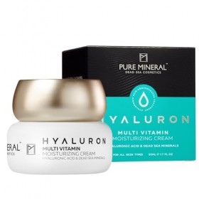 Pure Mineral - Crème Hydratante Multi-Vitamines Hyaluron pour Toutes Peaux - Nourrissante, Minéraux Mer Morte, Éclat et Soupl