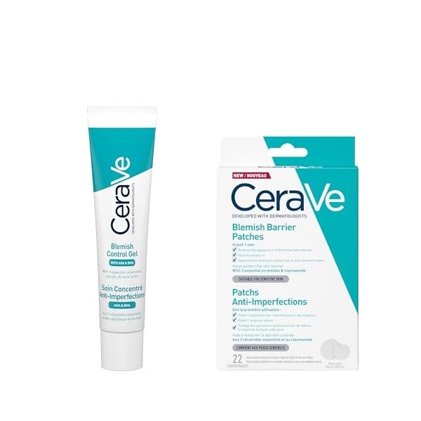 CeraVe, Soins pour les Peaux à Tendance Acnéique, Soin Concentré Anti-Imperfections 40 ml, et Patchs Anti-Imperfections Invis