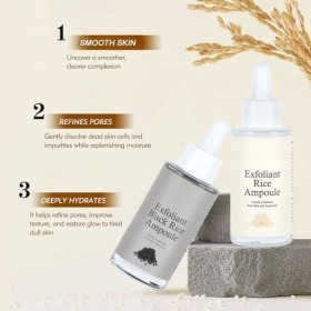 Lot dampoules exfoliantes au riz blanc et noir, exfoliant pour le corps et le visage, ampoule exfoliante et dissolvant de pe