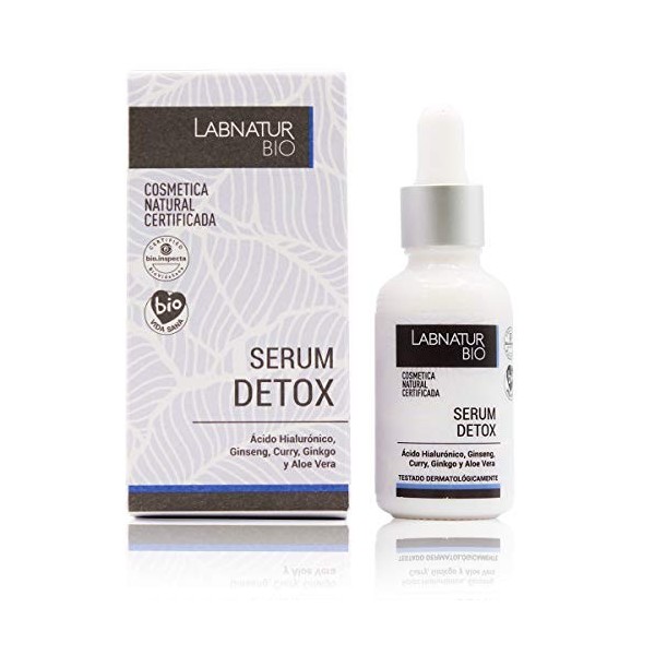 Sérum visage détox 30 ml avec acide hyaluronique, ginseng et aloe vera, anti-âge, hydratant et éclaircissant, végétalien et n