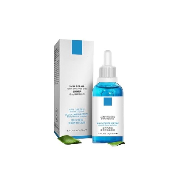 Essence Faciale De Peptides De Cuivre Bleus Anti-taches 50ml, Sérum De Peptides De Cuivre Bleu Pour Le Visage, Soin Doux De L...