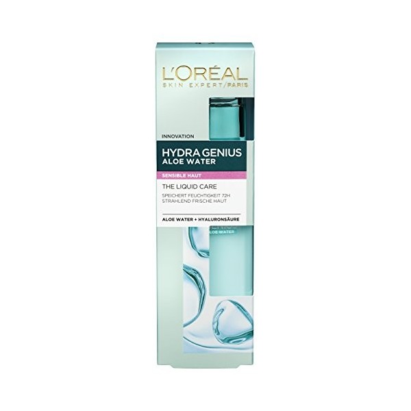 LOréal Paris Hydra Genius Hydra hydratants à lhyaluron et à laloe Water pour Peaux sensibles 1 x 70 ML Crème Jour et Nuit
