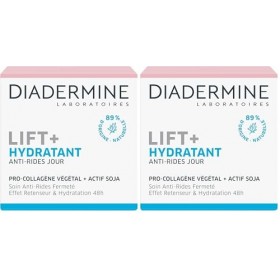 Diadermine - Lift+ Hydratant - Crème Jour Visage - Soin Anti-Rides Ultra Fermeté - Pro-Collagène végétal et actif soja - 89% ...