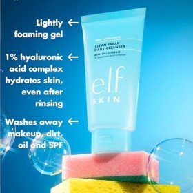 e.l.f. Skin Holy Hydration! Clean Freak Nettoyant quotidien en gel hydratant doux pour le visage, fabriqué avec de lacide hy ...