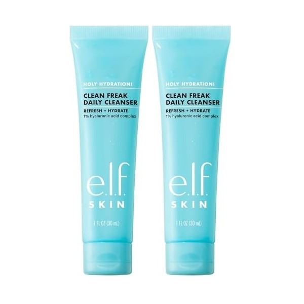 e.l.f. Skin Holy Hydration! Clean Freak Nettoyant quotidien en gel hydratant doux pour le visage, fabriqué avec de lacide hy ...