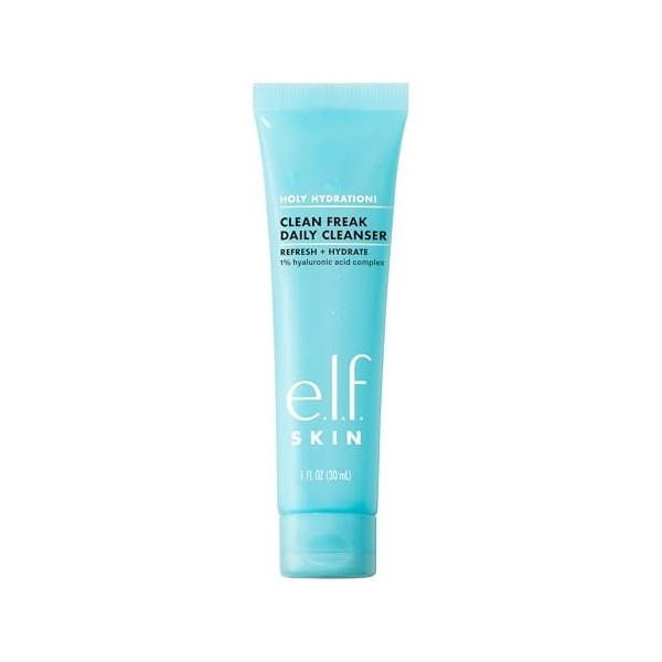 e.l.f. Skin Holy Hydration! Clean Freak Nettoyant quotidien en gel hydratant doux pour le visage, fabriqué avec de lacide hy ...