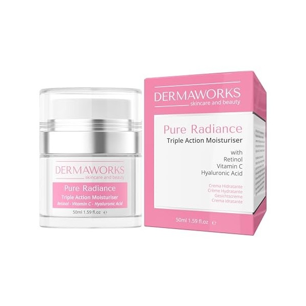 CREME HYDRATANTE VISAGE NATURELLE – Creme Anti Rides Femme au Retinol, Vitamine C, Acide Hyaluronique et AHA – Soins pour le 