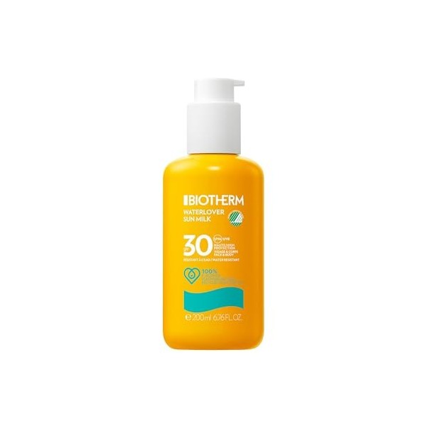 Biotherm, Waterlover Protection Solaire SPF 30, Lait Solaire Contre Rayons UVA et UVB, Waterproof, Sans Traces Blanches, Éco-...