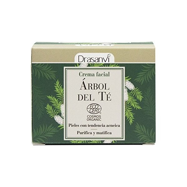 DRASANVI CREMA FACIAL arbol del te – crème visage confortable pour une peau douce et apaisée, contenance 50 ml, peut servir d