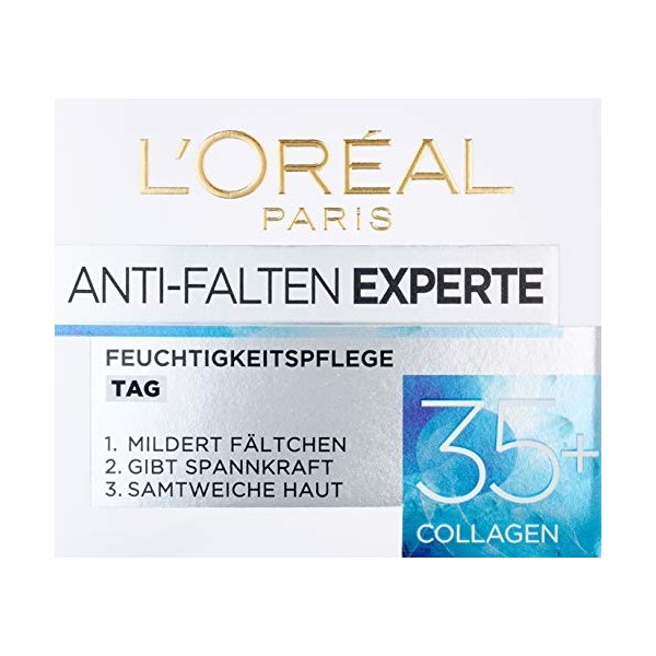 LOréal Paris Feuchtigkeitspflege für das Gesicht, Pflegende Anti-Aging Creme mit Kollagen Biosphären, Mildert Fältchen und s