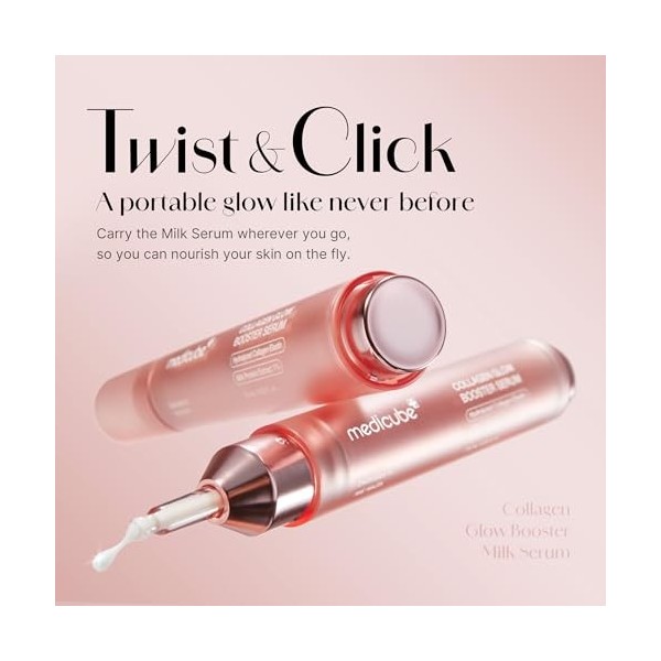 Medicube Collagen Glow Booster Milk Serum 0.50 oz – Twist & Click – Éclat & hydratation avec Niacinamide, Protéines de Lait &
