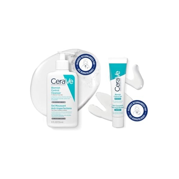 CeraVe, Routine pour les Peaux à Tendance Acnéique, Gel Moussant Anti-Imperfections 236 ml et Soin Concentré Anti-Imperfectio