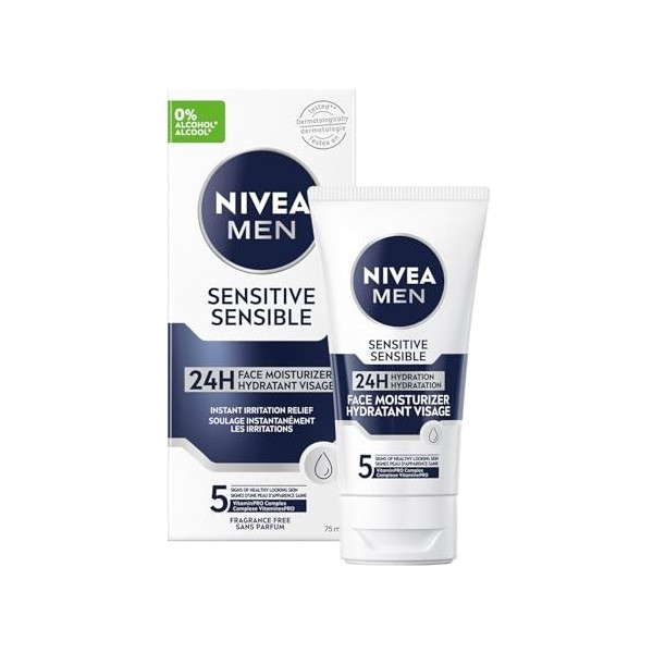 Nivea For Men - Crème hydratante sensitive extra douce - Peaux sensibles - 75 ml