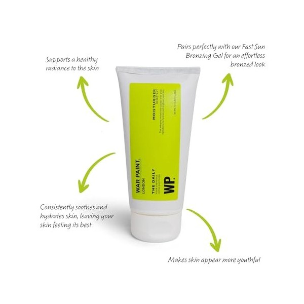 War Paint, la crème hydratante visage quotidienne pour hommes. Unifie le teint, hydrate intensément et protège la peau. Textu