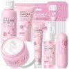 Sakura Kit de soin du visage, 11 pièces haute hydratation Sakura, toner, sérum, crème pour les yeux, baume à lèvres et masque...