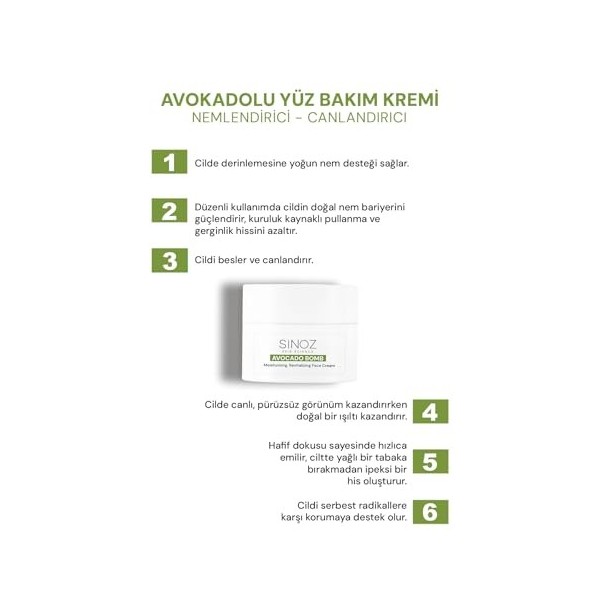 Sinoz Avocado Bomb Crème Hydratante Visage 50 ml | Huile d’Avocat, Niacinamide & Squalane | Formule Vegan