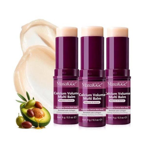 Calcium Volume Multi Balm, Stick Baume Multi-Usage au Calcium, Baume Volumisant au Calcium, Stick Hydratant au Collagène Coré