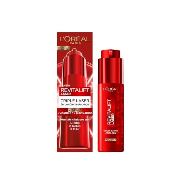 LOréal Paris - Sérum-Crème Anti-Âge - Réduit les Rides, les Taches et Redonne de lÉclat - Tous Types de Peau - Enrichi en M