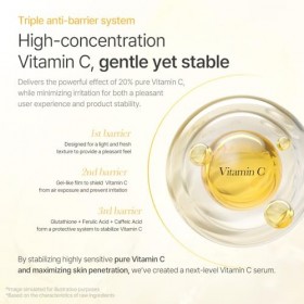 mixsoon Vitamin C 20 Serum, sérum visage à 20% de vitamine C pure, niacinamide & glutathion, correcteur de taches, améliore l