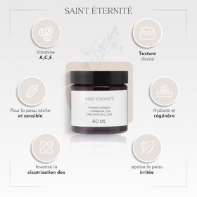 Saint Éternité – Pommade vitaminée cicatrisante – 50 ml – Régénération, hydratation, pommade anti-acné pour le visage, les lè