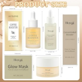 3 Pièces Concentrated Booster, Eye Caffeine Booster, Caffeine Glow Mask, Coffret de soins du visage, sérum contour des yeux p