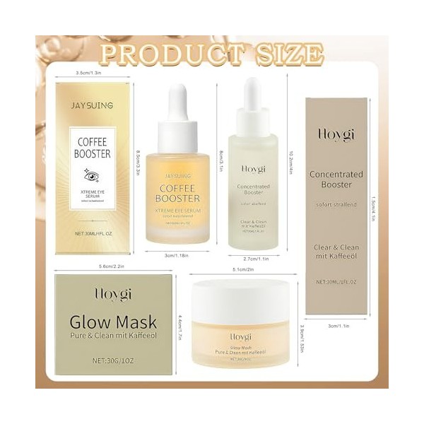 3 Pièces Concentrated Booster, Eye Caffeine Booster, Caffeine Glow Mask, Coffret de soins du visage, sérum contour des yeux p