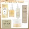 3 Pièces Concentrated Booster, Eye Caffeine Booster, Caffeine Glow Mask, Coffret de soins du visage, sérum contour des yeux p