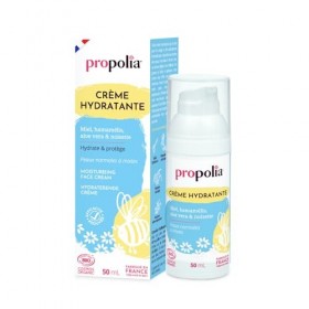 PROPOLIA - Bio - Crème Hydratante Visage Peaux Normales à Mixtes – Miel, Aloe Vera, Hamamélis & Noisette – Cosmos Organic – T