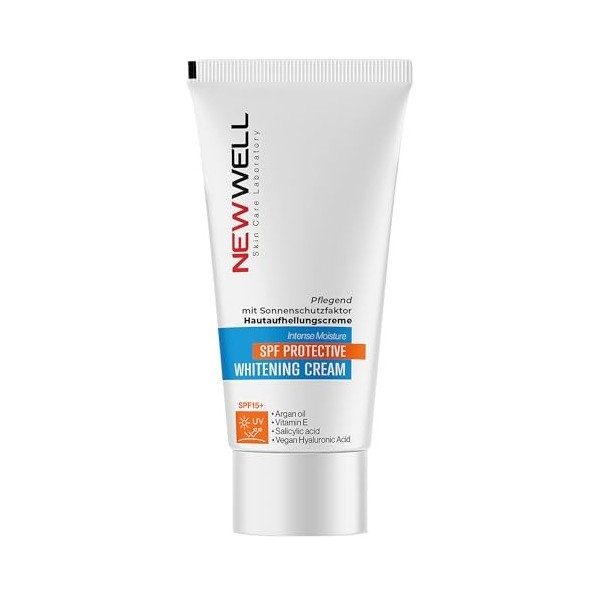 Newwell Crème blanchissante pour le visage avec vitamine E et acide hyaluronique 50 ml